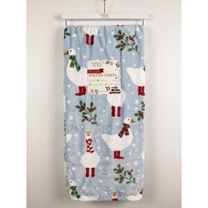 Nordic Lights Christmas Geese Plush Throw Blanket 60x70 Holiday Goose Boots NWT
